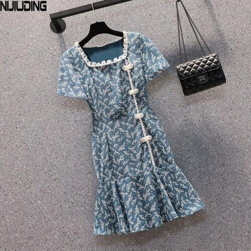Summer Short Sleeve Chinese Cheongsam Dresses Women Short Sleeve Square Collar Mermaid Dress Female Plus Size 4XL Lace Vestidos