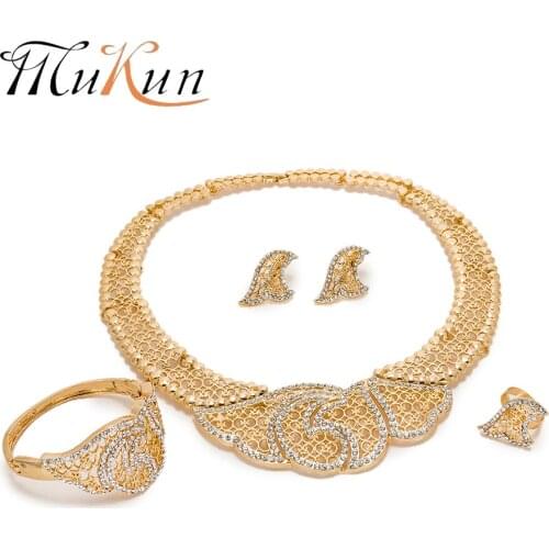 MUKUN Big nigerian bridal african jewelry set Woman fashion Brand dubai jewelry sets classics turkish jewelry big necklace set