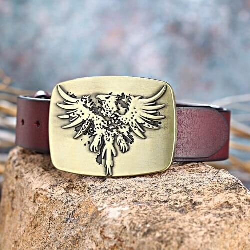 Western cowboy belt eagle alloy youth fashion mens smooth buckle for women 1.5''Leather belt