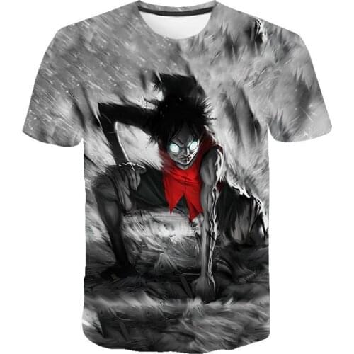 2020 Fashion New One Piece 3D T-Shirt Luffy Straw Hat Japanese Anime Funny T Shirts Men Women O-Neck Black Short Sleeve Tshirt