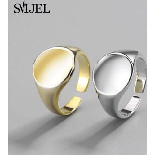 Wholesale Silver Color Circle Shape Rings for Woman Wedding Geometric Statement Simple Ring Adjustable Size Motorcycle Jewelry