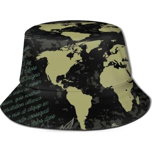 CINESSD New Fashion Bucket Hats Fisherman Caps For Women Men Gorras Summer Vintage Compass World Map And Wind Rose