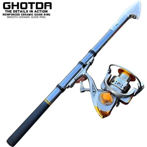 Fishing Rod and Reel Combo 1.5m-3.0m Telescopic Rod and 13 BB 5.2: Gear Ratio Spinning Fishing Reel Set