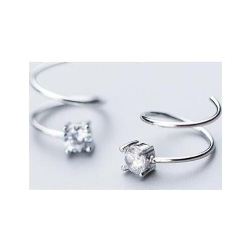 Tinny 11mm Authentic Real 100% 925 Sterling Silver fine Jewelry Square zirconia aaa ear waterwave Twist roped Earrings gtle2317