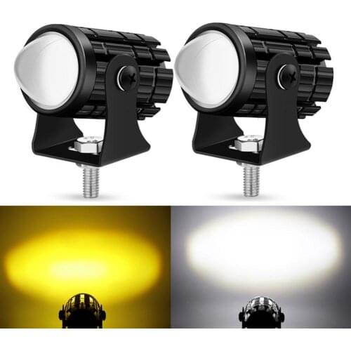 Universal Motorcycle LED Headlight Mini Projector Two-color Projector Lens Driving Fog Assistant Lamp ATV Lamp Car N0E4