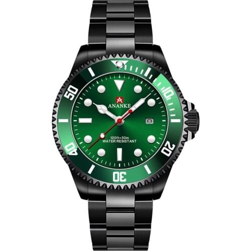 High Quality Mens Sports Quartz Watch Luxury Male Waterproof WristWatch Green Dive Men Bracelet Relogio Masculino