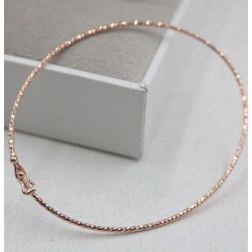 Au750 Pure 18K Rose Gold Bangle Women 1mm Wide Can Open Fine Bracelet / 1.4g