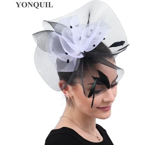 Bride New Tulle Wedding Headwear Fascinator Ladies Party Dinner Headdress With Headband Bridal Cocktail Race Hair Accessories