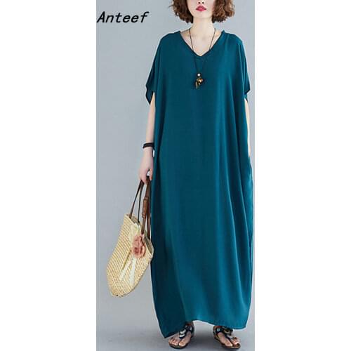 Cotton satin plus size vintage floral dresses for women casual loose maxi long summer beach dress elegant clothes 2021 sundresse