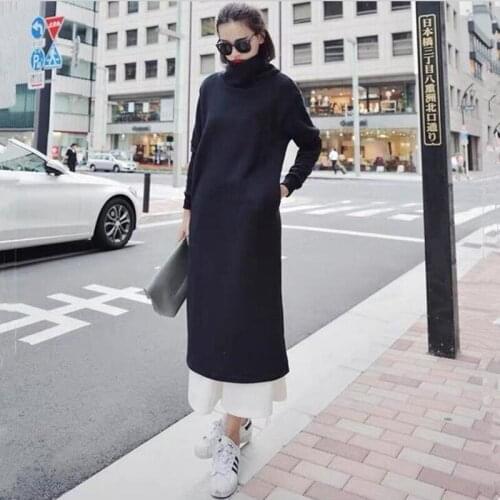 Femme Plus Size Cotton Long Maxi Dress M-8XL Winter Autumn Solid Long Sleeve Casual Dresses With Pockets Women Vintage Vestidos