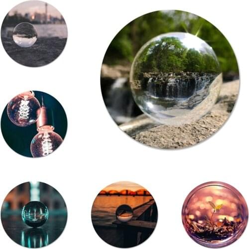 58mm Crystal ball world Icons Pins Badge Decoration Brooches Metal Badges For Clothes Backpack Decoration