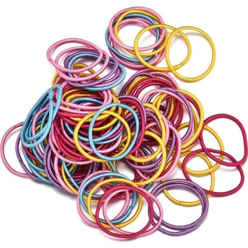 100Pcs Lot 3CM Kids Girl Elastic Rope Hair Ties Ponytail Holder Head Band Hairband hair ties Baby Girls Hair Accessories
