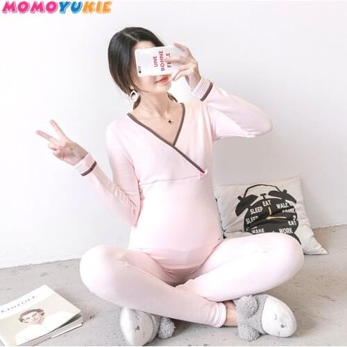 2Pcs/Set Modal Maternity Nursing Sleepwear Set Breast Feeding Pajamas Nightgown Pregnancy Lace Nightwear Maternity Nursing Dress