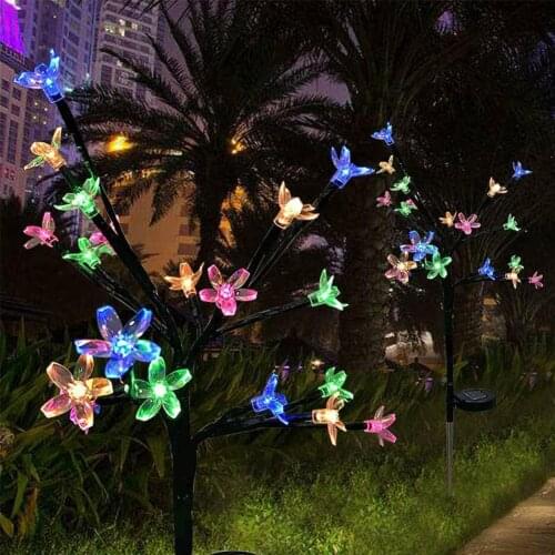 2PCS Solar Garden Lights LED Blossom Flowers Festival Decoration Branch Lamp Garden Patio Backyard Stake Lamp Home Decor