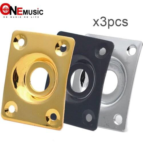 3Pcs Metal Square Guitar Jack Plates JackPlate Cover for LP Electric Guitar - Black - Chrome - Gold for choose