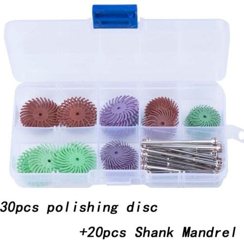 30pcs Dental Composite Spiral Finishing Polishing Disc Wheel +20 pcs Dental Lab Polishing Shank Mandrel