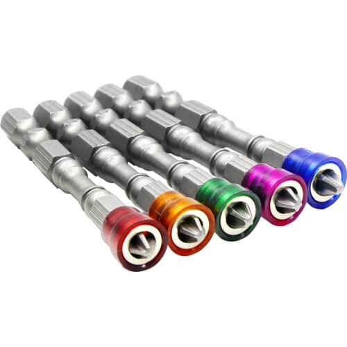 Color Magnetic Circle Cross Bit PH2 65mm Long Hand Screwdriver Bit Non Slip Magnetic 5 Piece Set Drill Electric Screwdriver Bit