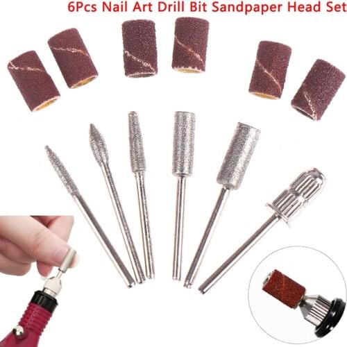 6 Pcs Nail Art Grinding Drill Bits Electric Manicure Machine Carbide Bullet Bit
