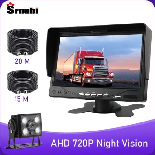 Srnubi 7 Inch AHD Car Monitor Rear View Camera Aviation Head Waterproof 12-24V Reverse Image 4 Pin Camera Harvester Truck Bus