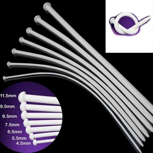 White Male Silicone Catheter Penis Plug Stretching Chastity Device Urethral Dilators Sounds 4.5/5.5/6.5/7.5/8.5/9.5/11.5mm