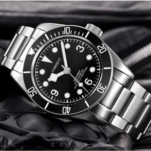 CORGEUT 41MM Mens Watch Waterproof Japan NH35 Miyota Automatic Mechanical WristWatch Full Steel Sapphire Business Male Clock
