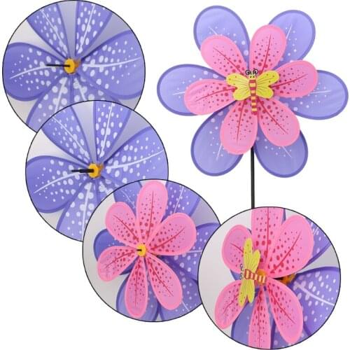 HUYU Double Layer Flower Windmill Colorful Wind Spinner Yard Garden Decor Kids Toy