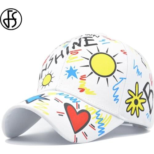 FS Summer Letter Graffiti Hip Hop Caps Black White Snapback Baseball Cap For Men Women Curved Eaves Peaked Hat Gorras Hombre