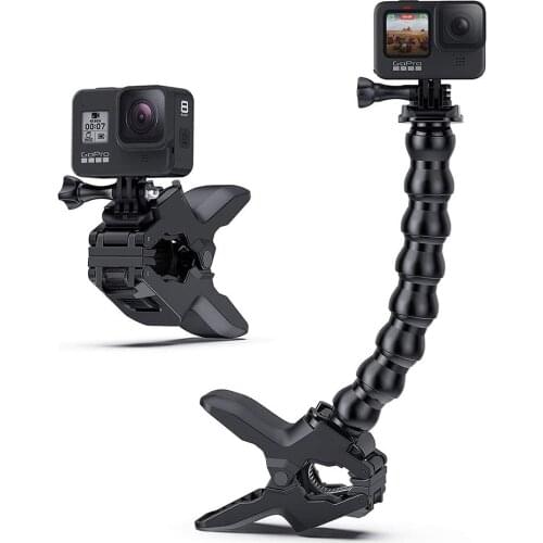 Jaws Flex Clamp Mount with Adjustable Gooseneck 8-Section for GoPro Hero 9/8/7/6/5 /Fusion DJI Osmo Xiaomi Yi Action Cameras