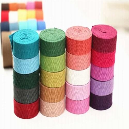 Wholesales 1" 25MM Width Cotton Webbing Belting Fabric Strap Bag Making Thick Quality Sewing Craft Webbing 50M Thick 1.5mm