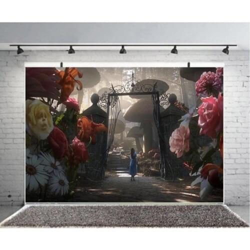 Cartoon Alice In Wonderland Photography Background Backdrop Baby Birthday Party Decoration Tapestry Photo Live Studio Custom