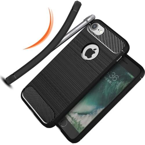 Kolpler soft Case for iphone 7 8 plus Silicone soft case Carbon Fiber Texture TPU bumper covers for iphone 7 case 8 phone shell