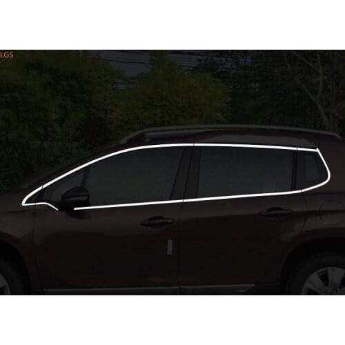 Stainless steel Car window Decorative strip Anti-scratch protection car accessories For Peugeot 2008 2014-2019