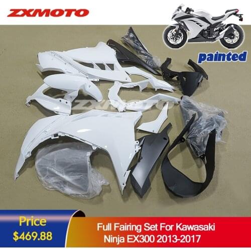 ZXMOTO Motorcycle Panel Fairing Plastics Bodywork Complete Full Set Fit For Kawasaki For Ninja EX300 2013-2017 Painted White