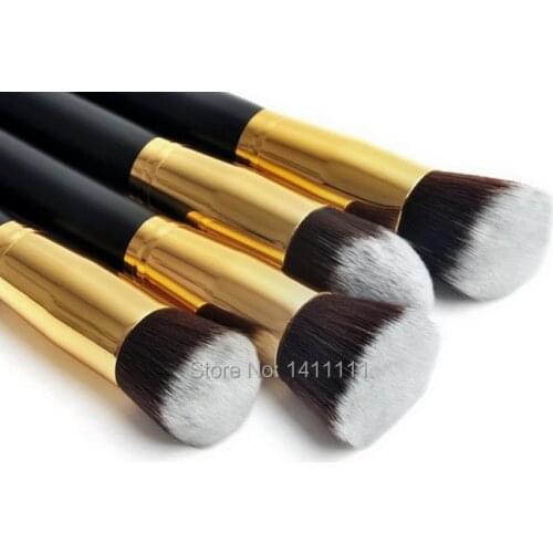 Wholesale DHL Free Shipping 4pcs Gold Pro Foundation blush Liquid brush Kabuki Makeup Brushes Set Kit MB70