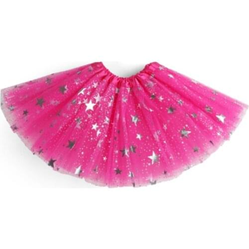 Rose red Baby Kids skirt Girls Princess Stars Glitter Dance Tutu Skirt Sequins Party Dance Ballet Tutu Printed stars Skirts