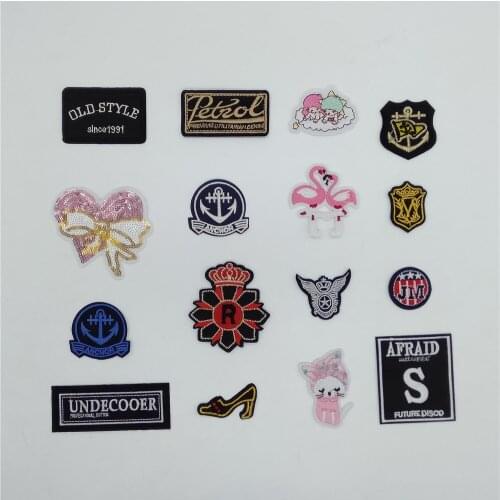 Sewing Iron Patch Badge Sequin Embroidery Applique Sewing Iron Badge Clothing T-shirt for Girls Decoration Dress Accessories