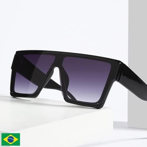 Fashion Flat Top One-lens Shades Sunglasses Women Fashion Square Big Frame Sun Glasses Female Vintage Retro Glasses Unisex 2814