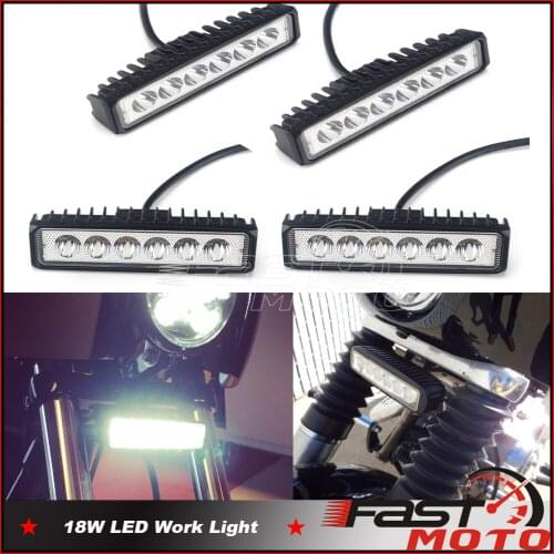 4PCS 18W LED Work Light Fog Lamp DRL Spotlight IP67 Waterproof 6'' Lightbar Cafe Racer For Suzuki Yamaha Honda Harley Kawasaki