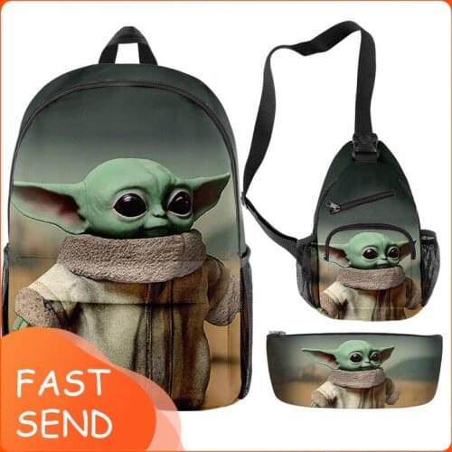 Three Piece Large Capacity Student Backpack 3d Cartoon Animation Waterproof Scratch Proof Double Zipper Backpack Oxford Cloth