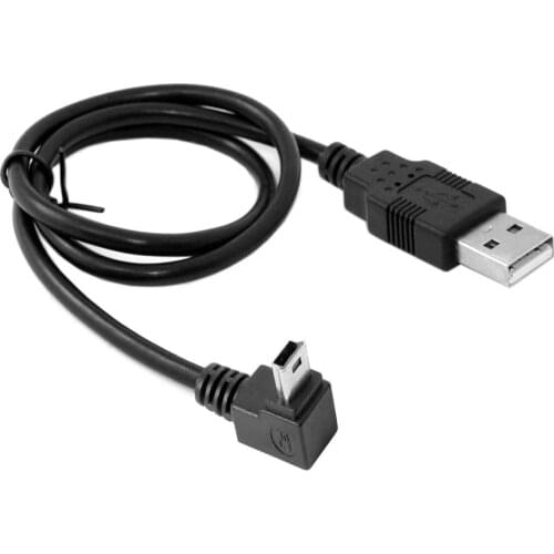 Down Angled 90 Degree Mini USB 2.0 B Type 5Pin Male to USB Male Data Cable 0.5m