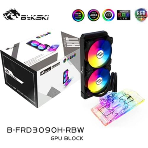 BYKSKI GPU Water Block for AIC GeForce RTX 3080 3090 Reference Edition With 240mm Radiator / PUMP / 2pcs Fan A-RGB LED Light