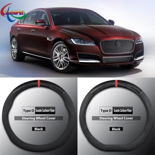 Four Seasons Universal Non-Slip Carbon Fiber Suede Steering Wheel Cover For Jaguar XFL Car Interior Accessories