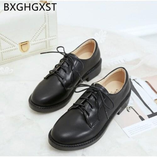 Ladies black shoes for women luxury brand harajuku shoes 2020 leather shoes women oxford feminino sapato zapatos casuales mujer