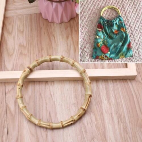 1 x Round Bamboo Bag Handle for Handcrafted Handbag DIY Bags Accessories Good Quality 13x13cm 066F