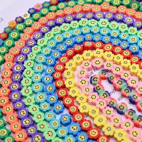 10mm 30pcs Sun Flower Polymer Clay Spacer Beads DIY Jewelry Findings Clay Beads Color Design Bracelet Earring Boho Jewelry