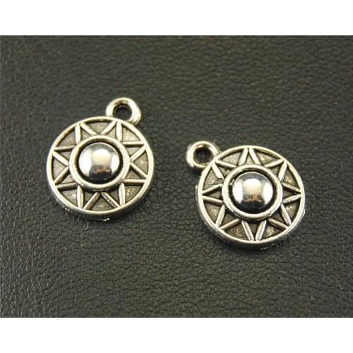10pcs Silver Color SUN Round Charm Handmade Charms Pendants Jewelry Findings 12mm A1571