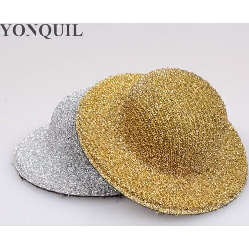 2.75"(7CM) 8 Colors Mini Top Fascinator Hats Blingbling Children Party Hats Base Girls Show Hair Accessories 24 Pieces/Lot SYB12