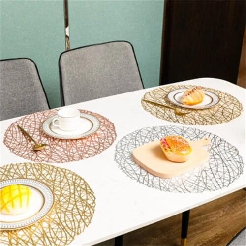 3PCS Heat Insulation Pads Hollow Coaster Non-Slip Household Placemat Round Luxury American Tableware Mat for Hotel Decor PVC
