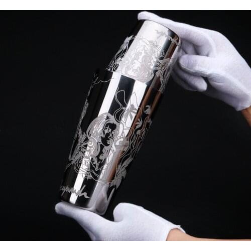 550ml/850ml Creative Engraving 304 Stainless Steel Cocktail Boston Shaker Bar Shaker Bar tool
