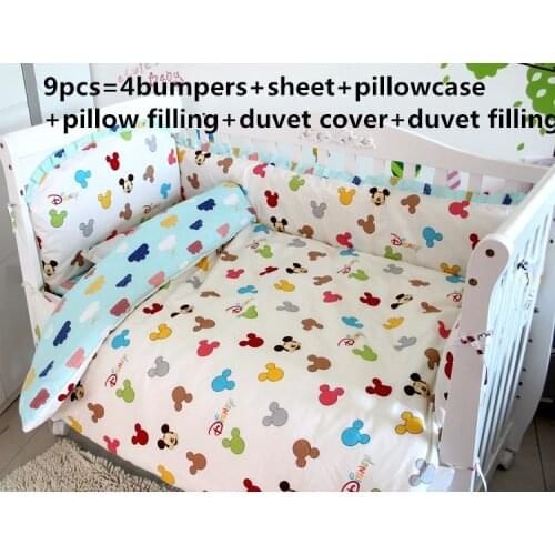 6/7/9PCS cartoon baby crib bedding sets cartoon baby cot bedding decoracao quarto bebe 120*60/120*70cm